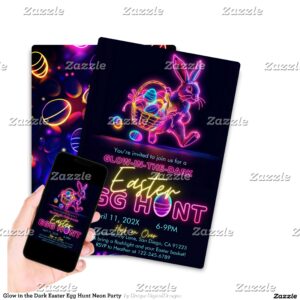 Glow in the Dark Easter Egg Hunt Neon Party Invitation