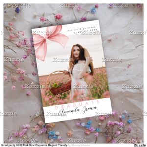 Grad party 2025 Pink Bow Coquette Elegant Trendy Invitation