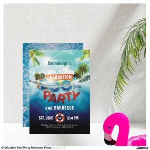 Graduation Pool Party Barbecue Photo Invitation