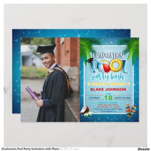 Graduation Pool Party Invitation with Photo