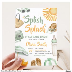 Green Splish Splash Baby Shower Invitation
