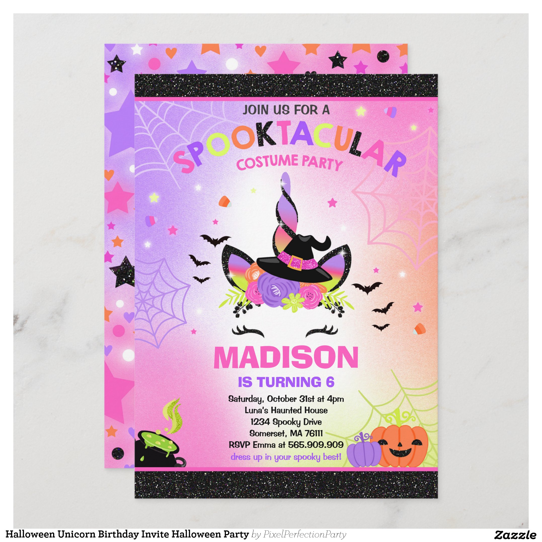 Halloween Unicorn Birthday Invite Halloween Party