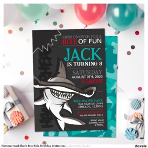 Hammerhead Shark Bite Kids Birthday Invitation