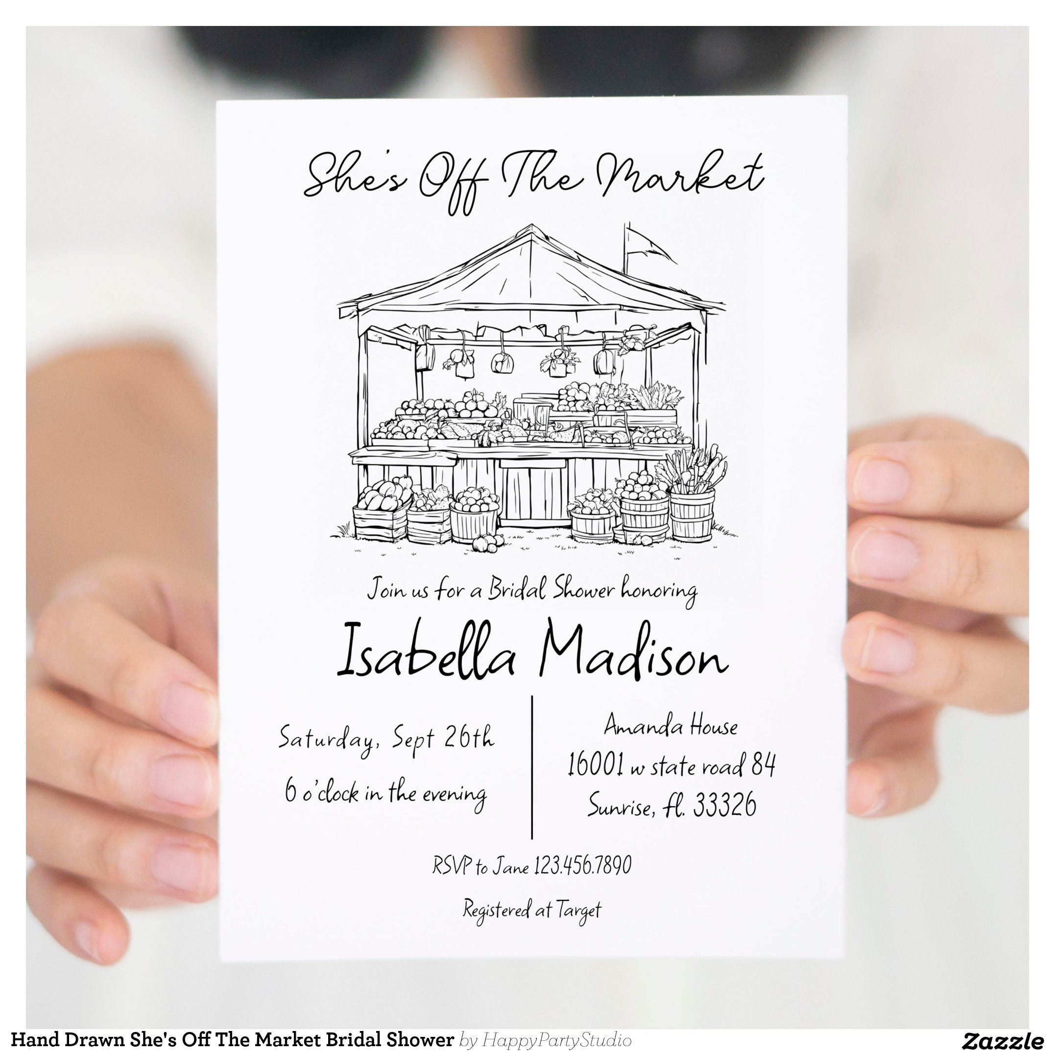 Hand Drawn She's Off The Market Bridal Shower Invitation