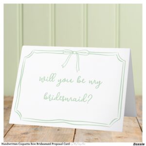 Handwritten Coquette Bow Bridesmaid Proposal Card