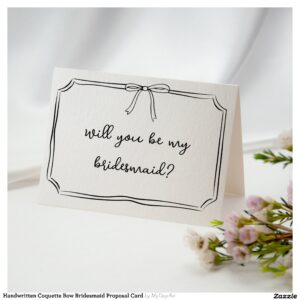 Handwritten Coquette Bow Bridesmaid Proposal Card