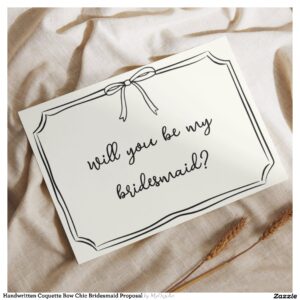 Handwritten Coquette Bow Chic Bridesmaid Proposal Invitation