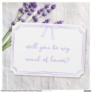 Handwritten Coquette Bow Maid of Honor Proposal Invitation