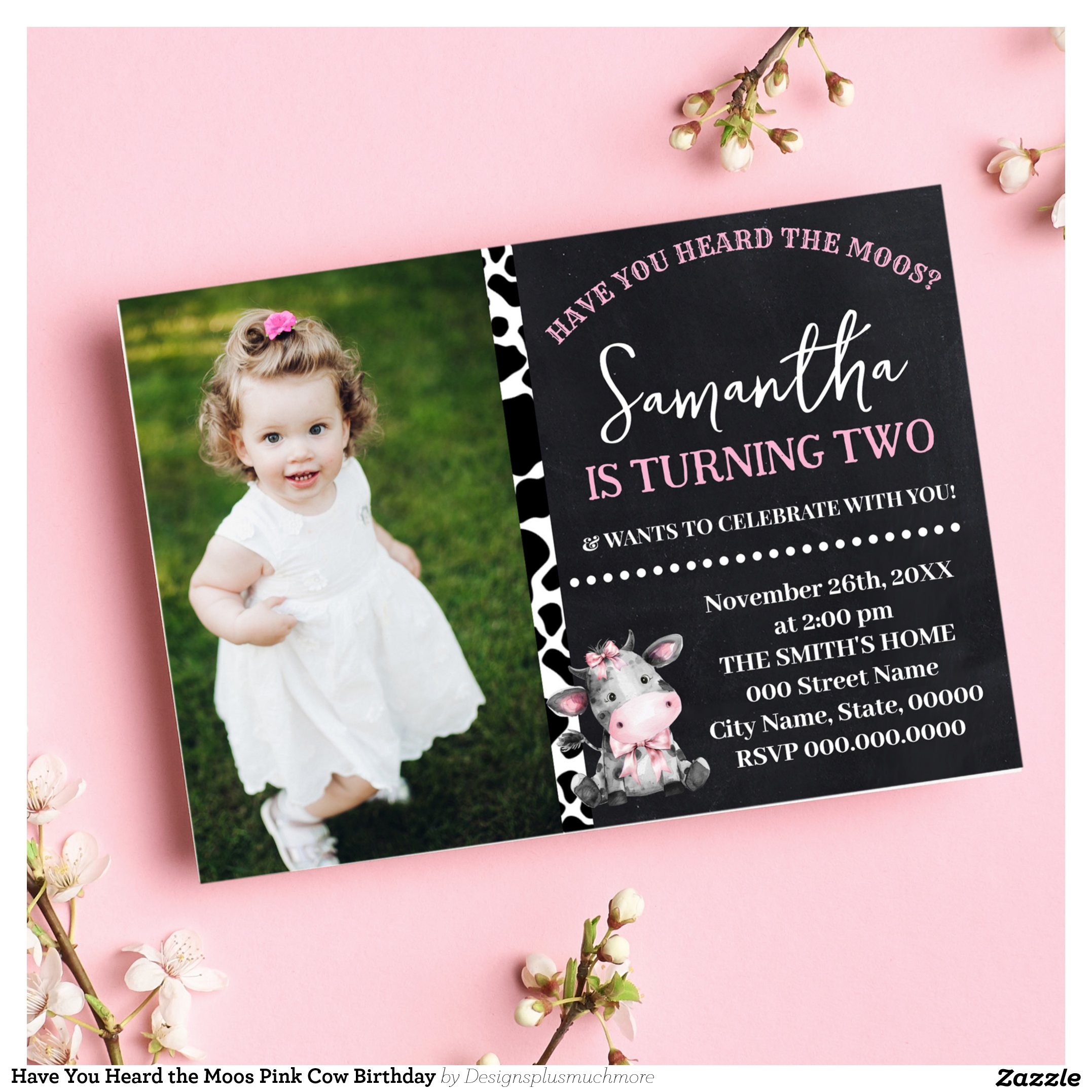 Have You Heard the Moos Pink Cow Birthday Invitation