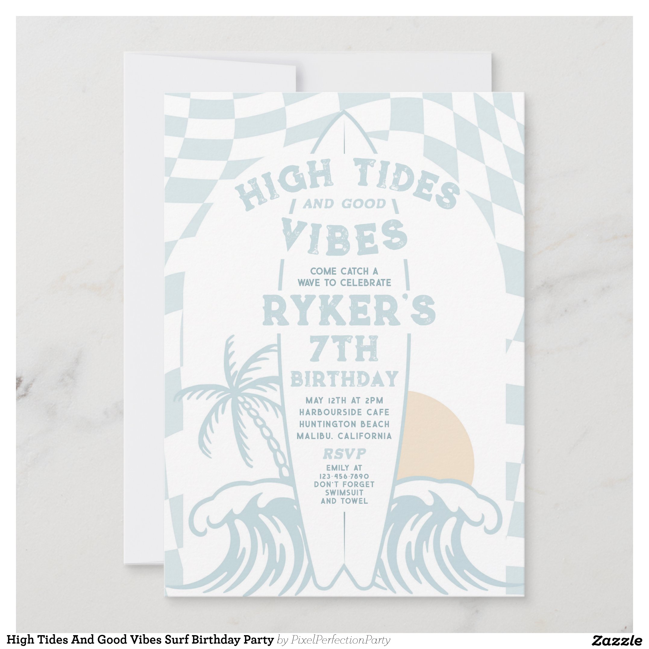 High Tides And Good Vibes Surf Birthday Party Invitation