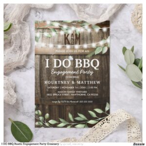 I DO BBQ Rustic Engagement Party Greenery Invitation