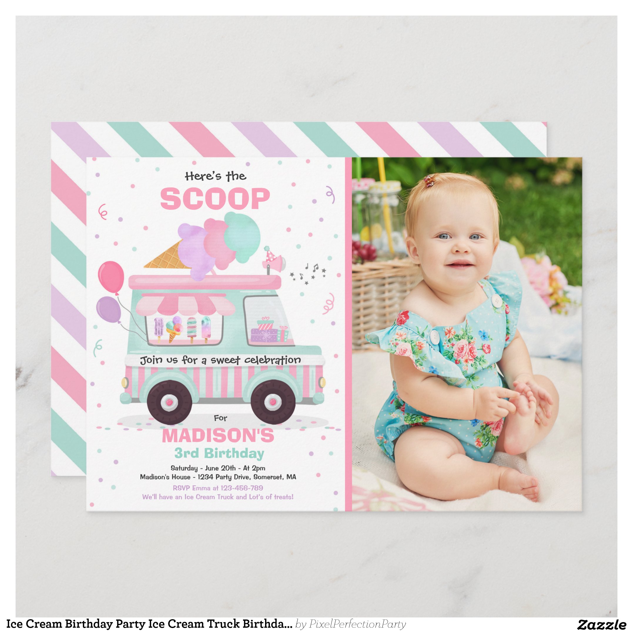 Ice Cream Birthday Party Ice Cream Truck Birthday Invitation