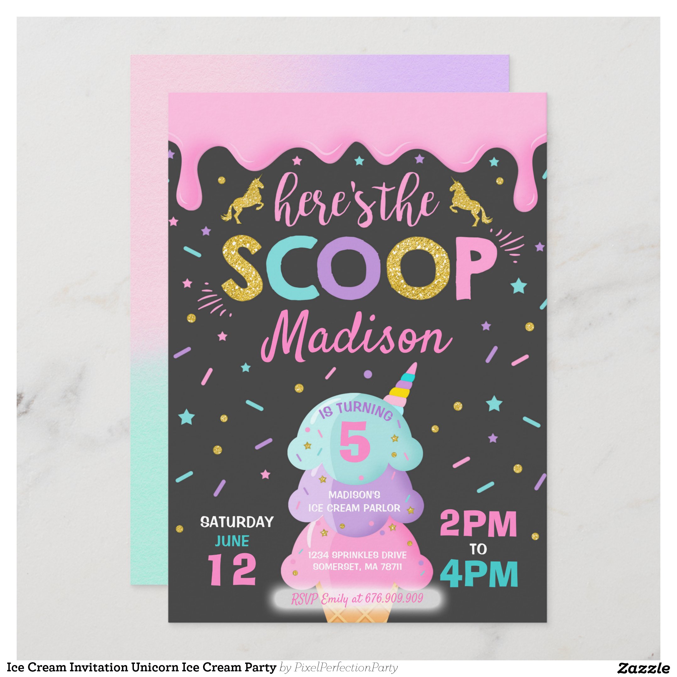 Ice Cream Invitation Unicorn Ice Cream Party