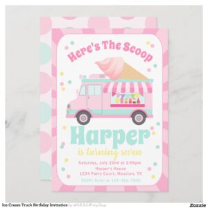 Ice Cream Truck Birthday Invitation