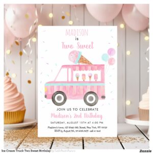 Ice Cream Truck Two Sweet Birthday Invitation