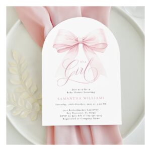 It?s a Girl Arch Pink Bow Baby Shower Invitation