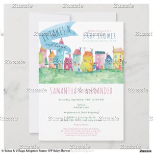 It Takes A Village Adoption Foster IVF Baby Shower Invitation