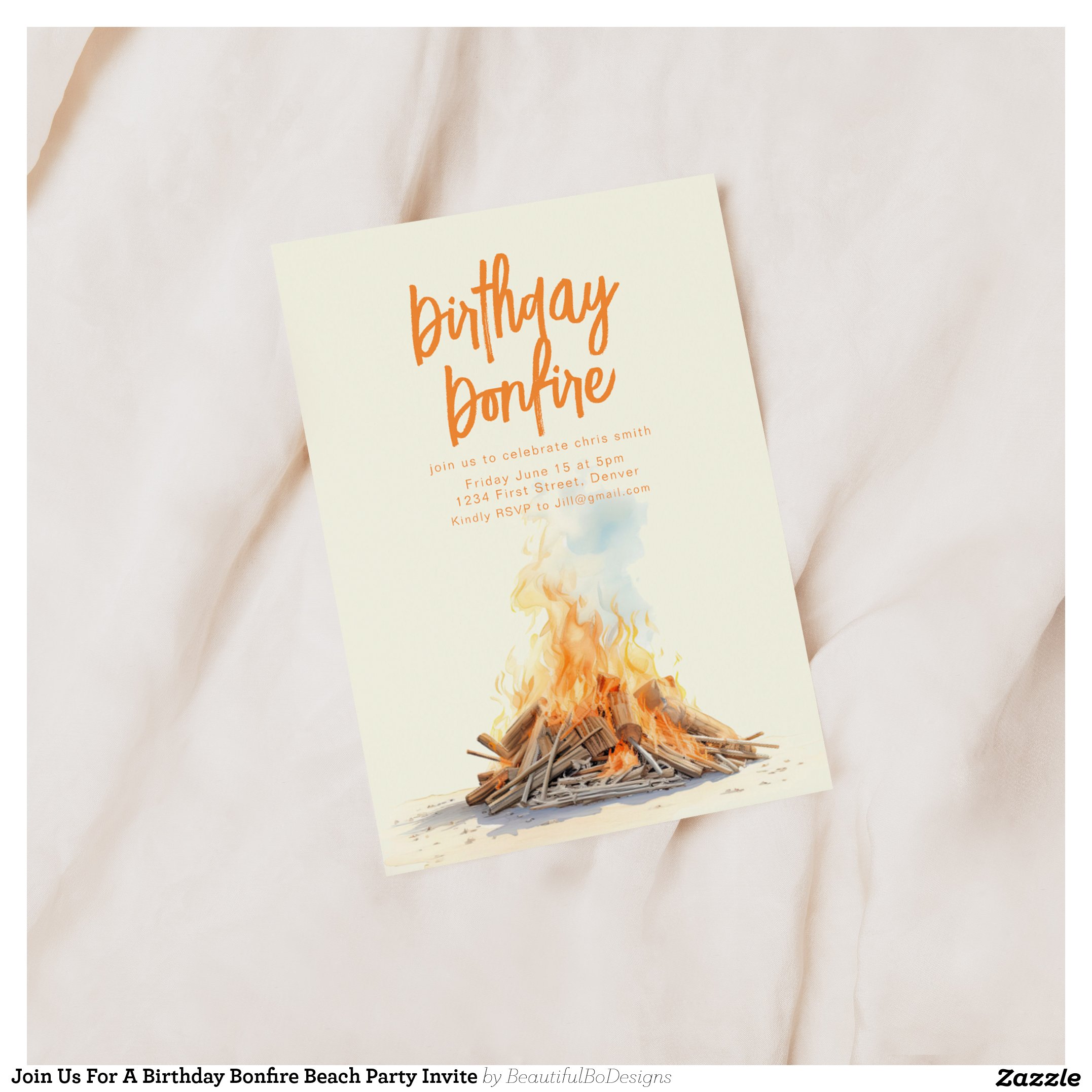 Join Us For A Birthday Bonfire Beach Party Invite