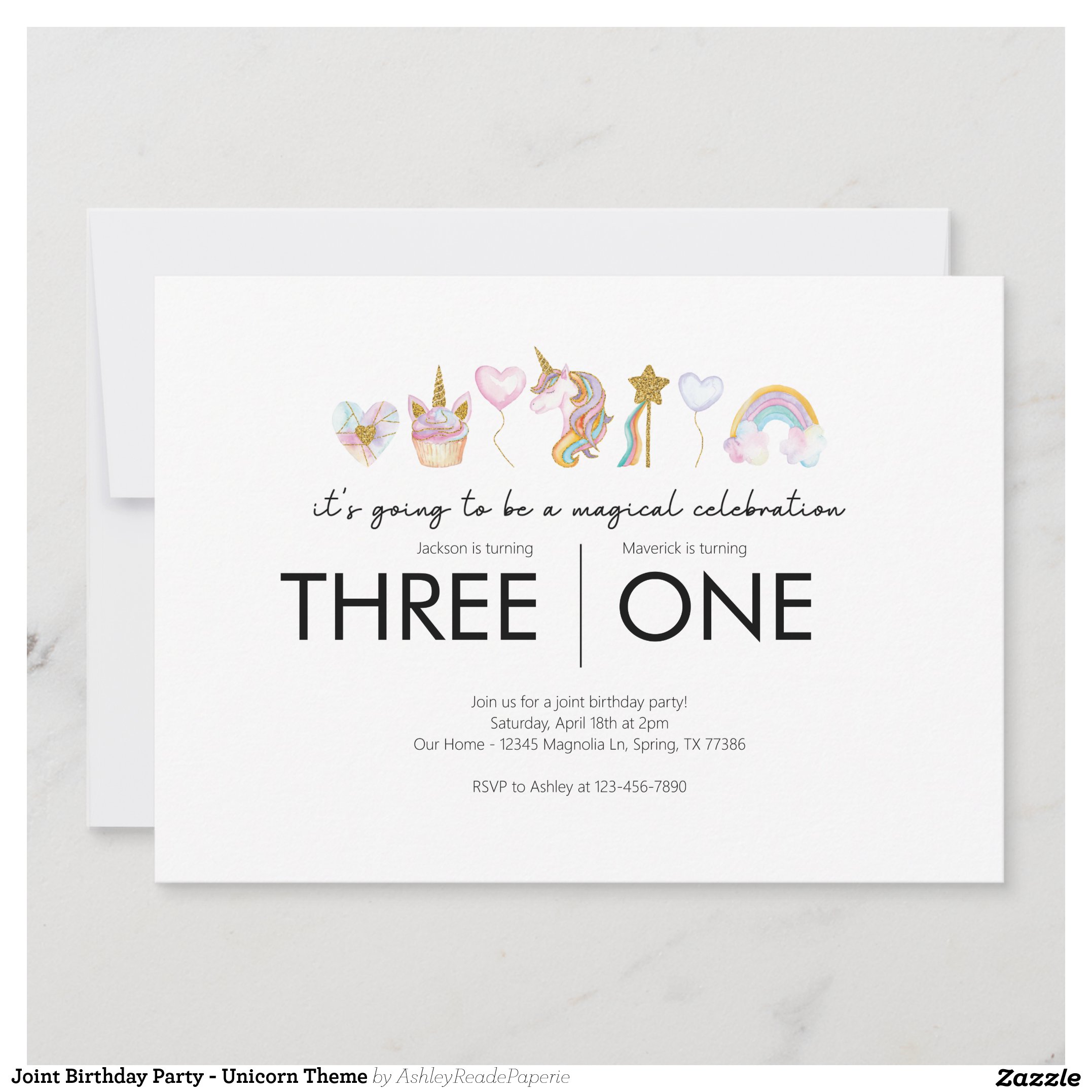 Joint Birthday Party - Unicorn Theme Invitation
