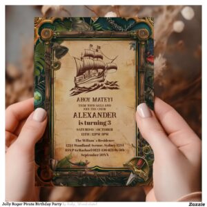 Jolly Roger Pirate Birthday Party Invitation