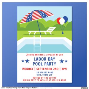 Labor Day Pool Party Stars And Stripes Modern Invitation