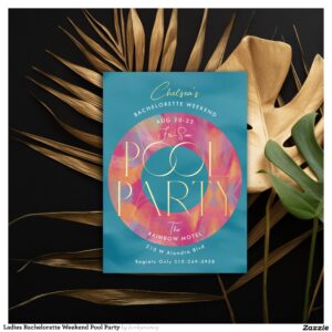 Ladies Bachelorette Weekend Pool Party Foil Invitation