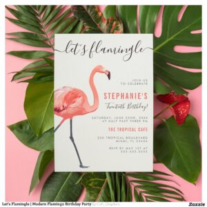 Let's Flamingle Modern Flamingo Birthday Party Invitation