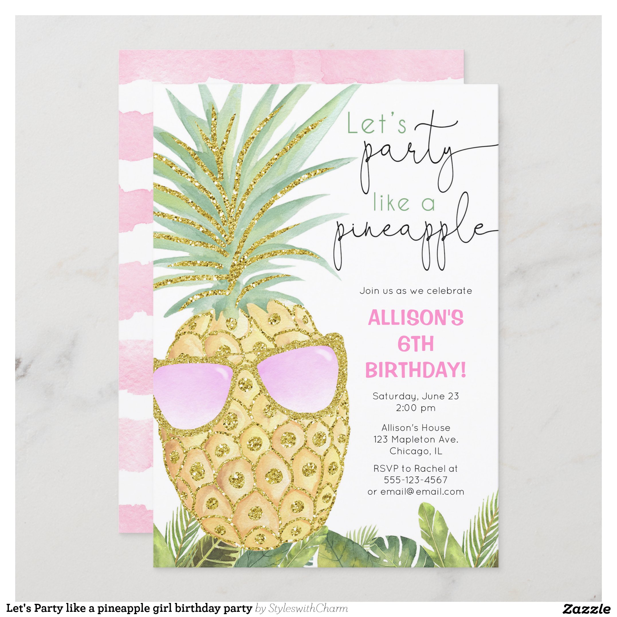 Let's Party like a pineapple girl birthday party Invitation