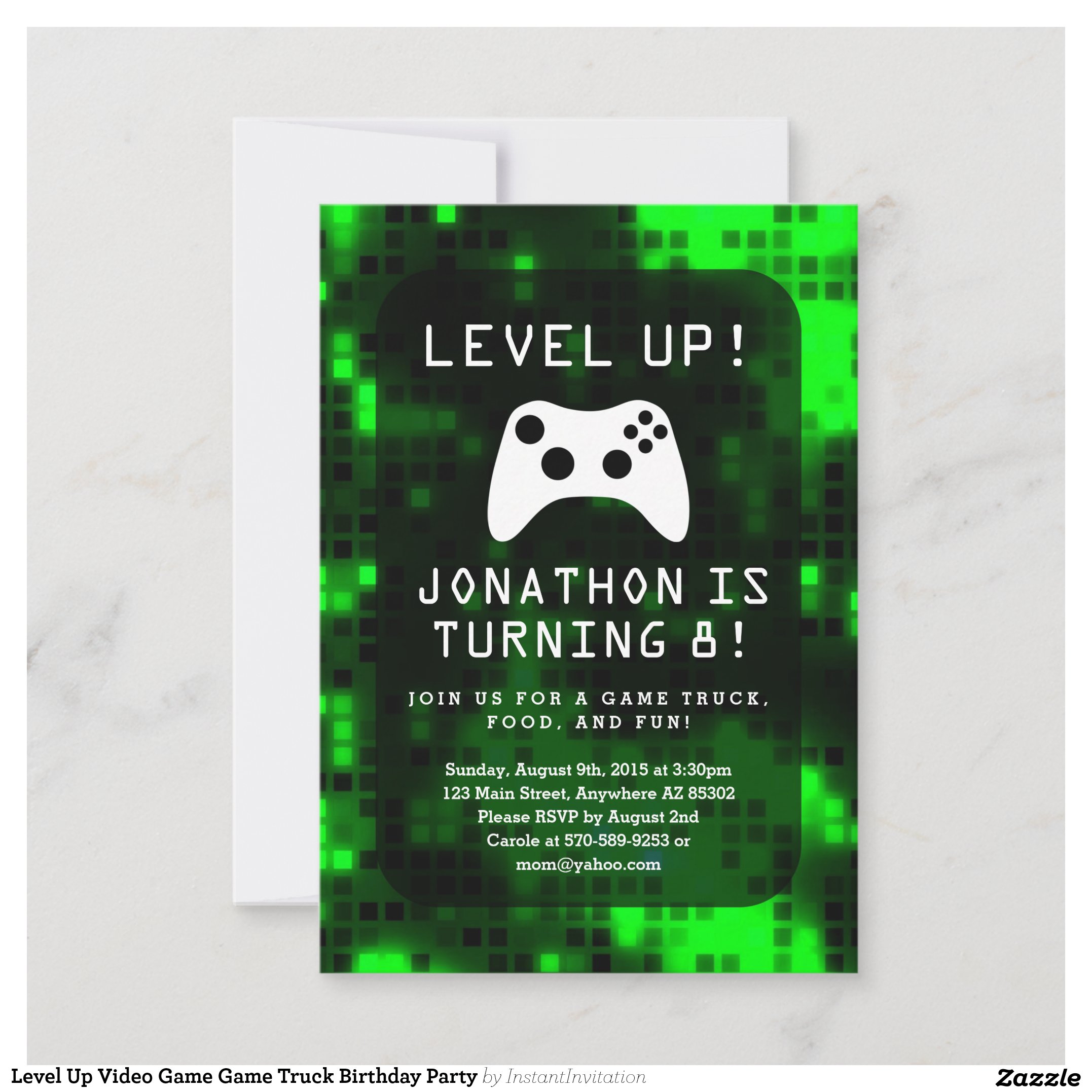 Level Up Video Game Game Truck Birthday Party Invitation