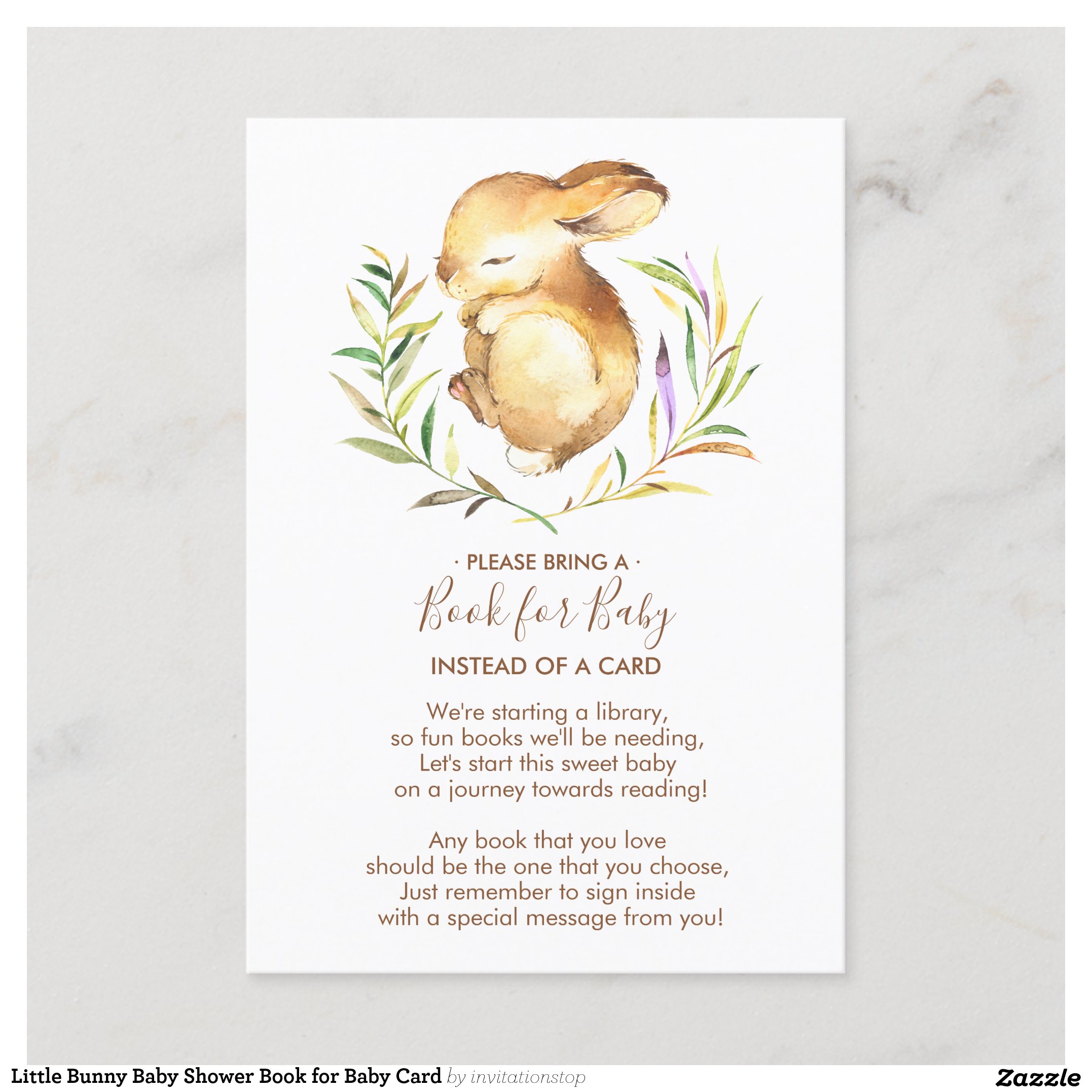 Little Bunny Baby Shower Book for Baby Card