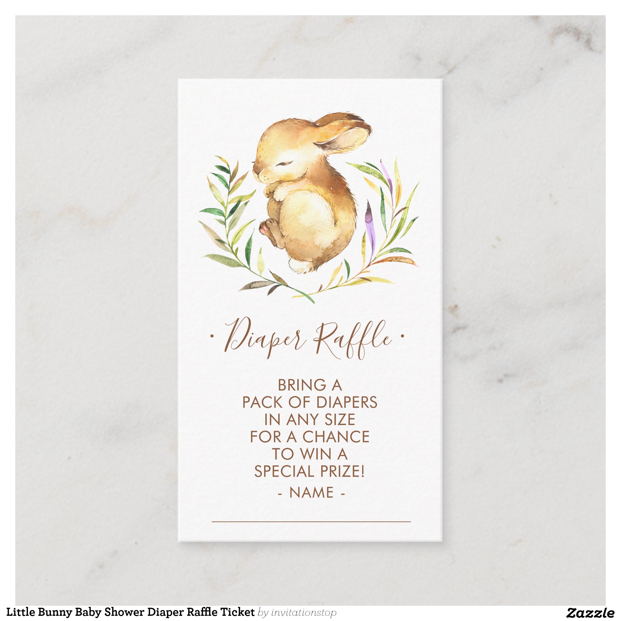 Little Bunny Baby Shower Diaper Raffle Ticket Enclosure Card