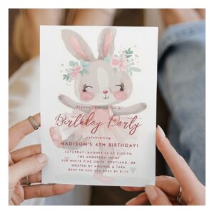 Little Bunny Ballerina Pink Birthday Party Invitation