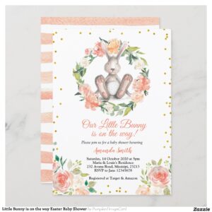 Little Bunny is on the way Easter Baby Shower Invitation