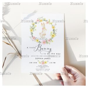 Little Bunny wildflowers baby shower Invitation