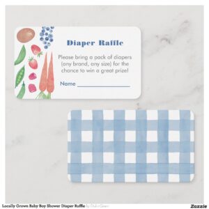 Locally Grown Baby Boy Shower Diaper Raffle Enclosure Card