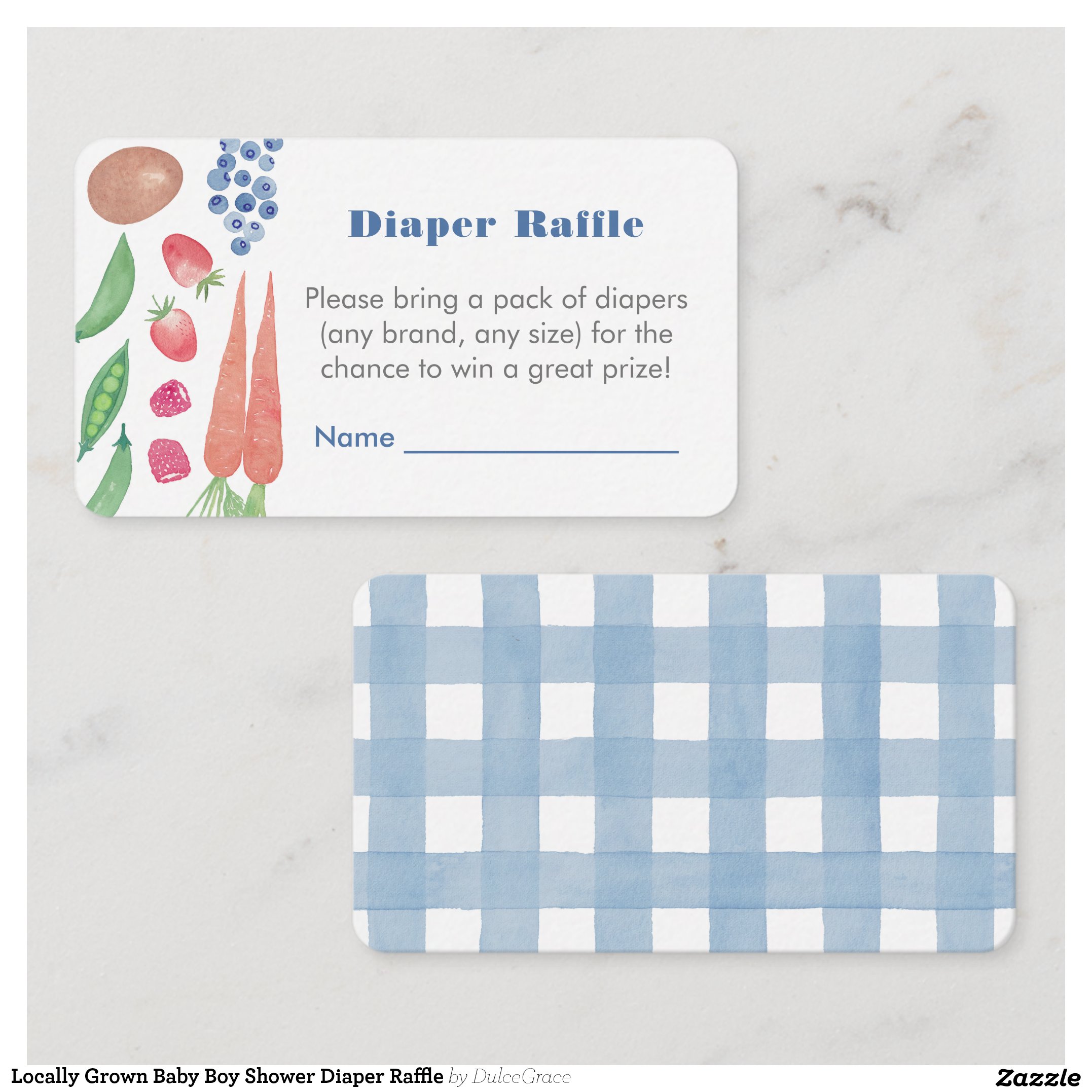 Locally Grown Baby Boy Shower Diaper Raffle Enclosure Card