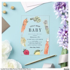 Locally Grown Baby Farmers Market Baby Shower Acrylic Invitations