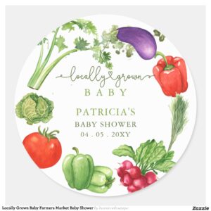 Locally Grown Baby Farmers Market Baby Shower Classic Round Sticker