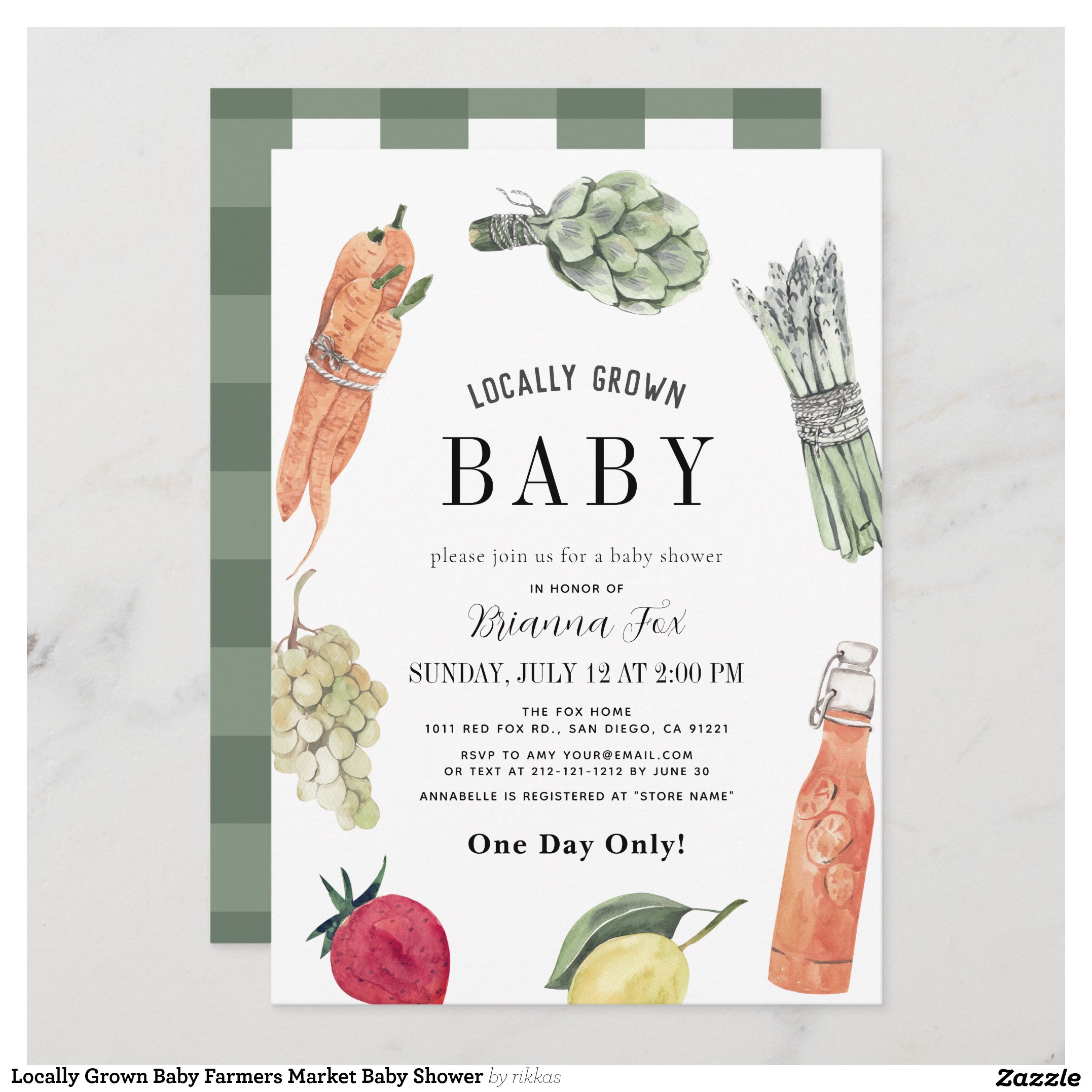 Locally Grown Baby Farmers Market Baby Shower Invitation