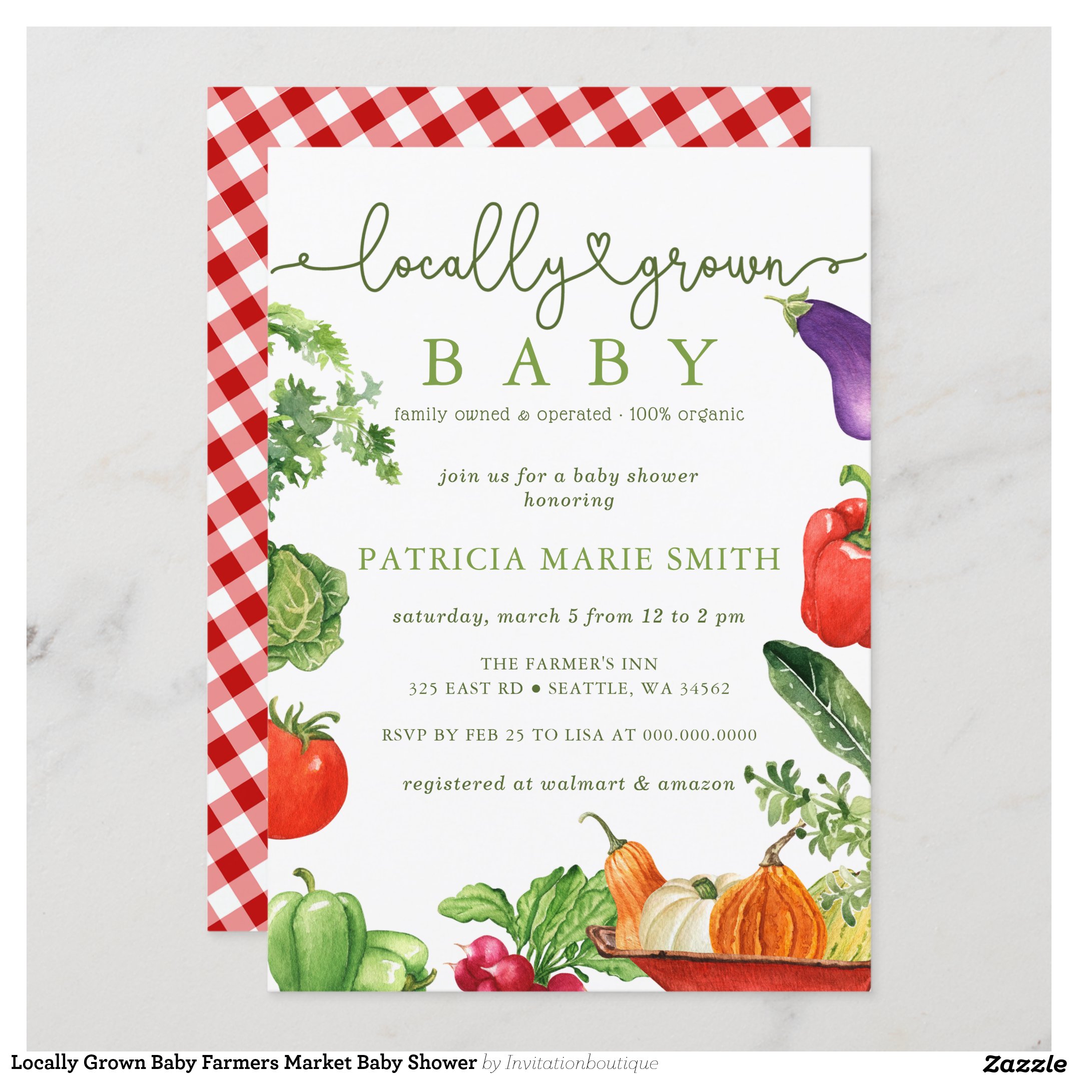 Locally Grown Baby Farmers Market Baby Shower Invitation