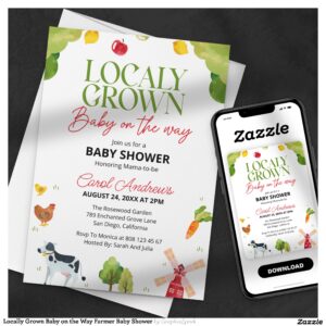Locally Grown Baby on the Way Farmer Baby Shower Invitation
