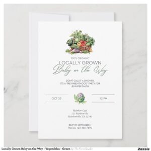 Locally Grown Baby on the Way - Vegetables - Green Invitation