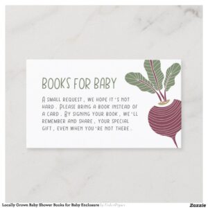 Locally Grown Baby Shower Books for Baby Enclosure Business Card