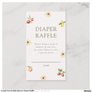 Locally Grown Baby Shower Diaper Raffle Enclosure Card