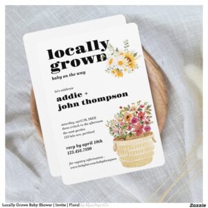 Locally Grown Baby Shower Invite Floral