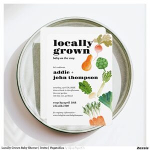 Locally Grown Baby Shower Invite Vegetables