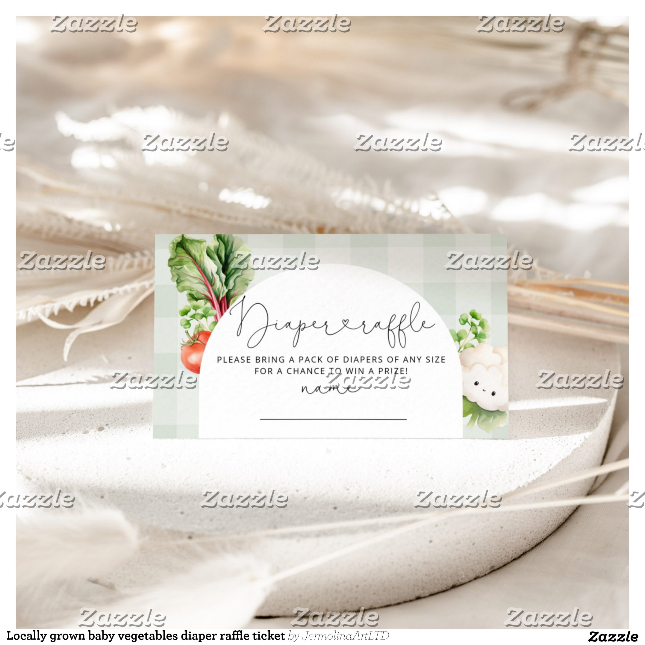 Locally grown baby vegetables diaper raffle ticket enclosure card
