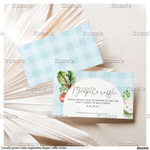 Locally grown baby vegetables diaper raffle ticket enclosure card