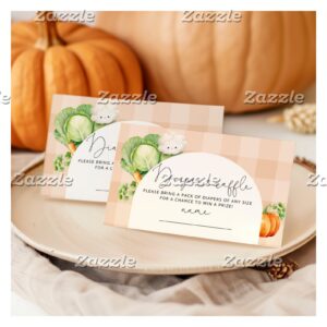 Locally grown fall pumpkin diaper raffle ticket enclosure card