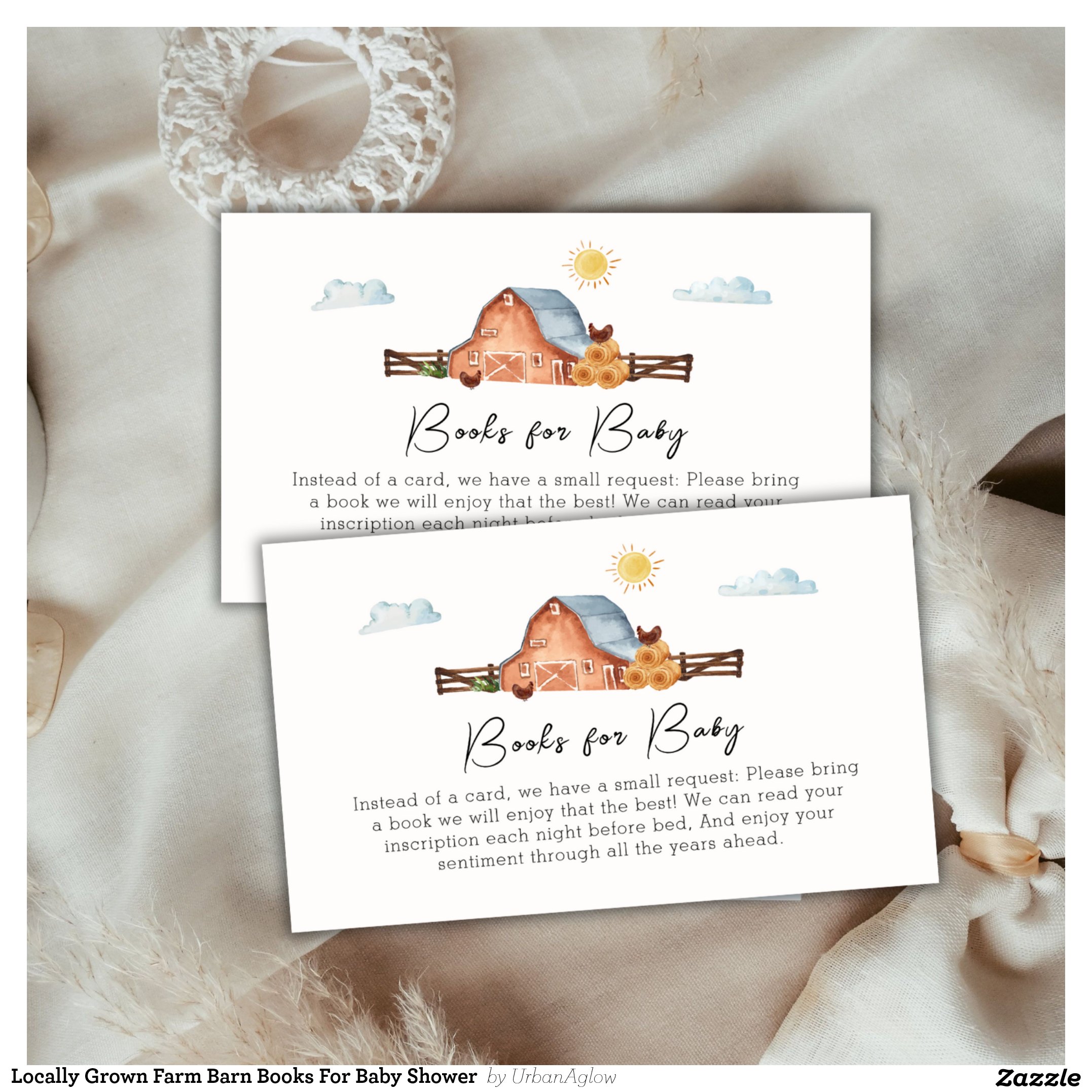 Locally Grown Farm Barn Books For Baby Shower Enclosure Card